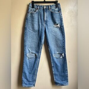 ZARA distressed Straight fit jeans size 4 barrel leg